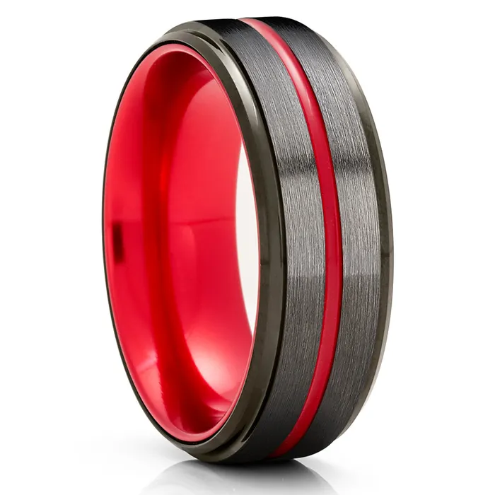 Rings Clean Casting Jewelry Gunmetal Tungsten Ring Red Tungsten Ring Black Wedding Ring Gunmetal Ring
