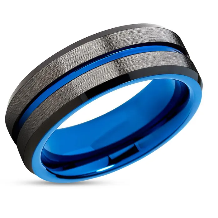 Rings Clean Casting Jewelry Gunmetal Wedding Ring Blue Tungsten Wedding Ring Black Wedding Ring Blue Ring Rings Clean Casting Jewelry Gunmetal Wedding Ring Blue Tungsten Wedding Ring Black Wedding Ring Blue Ring