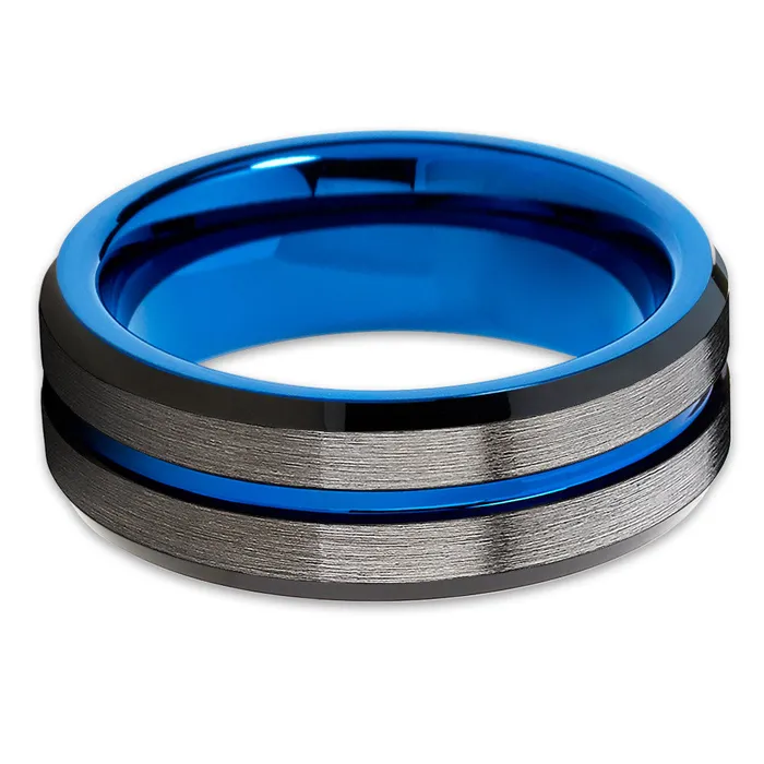 Rings Clean Casting Jewelry Gunmetal Wedding Ring Blue Tungsten Wedding Ring Black Wedding Ring Blue Ring