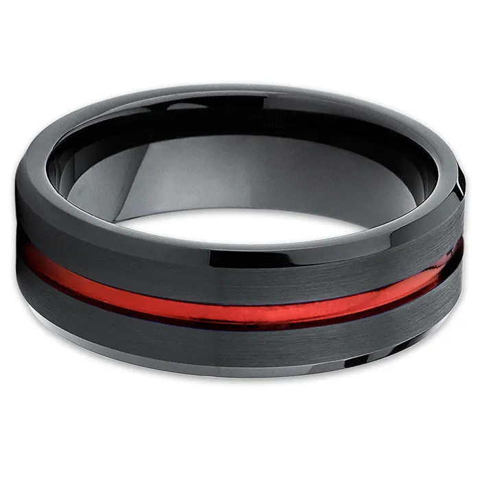 Rings Clean Casting Jewelry Red Tungsten Wedding Ring Black Wedding Ring Red Tungsten Ring Black Ring