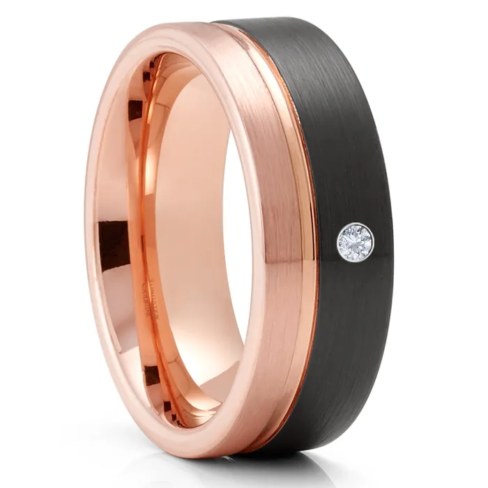 Rings Clean Casting Jewelry Rose Gold Wedding Ring Black Tungsten Ring Diamond Ring Wedding Ring Band Rings Clean Casting Jewelry Rose Gold Wedding Ring Black Tungsten Ring Diamond Ring Wedding Ring Band