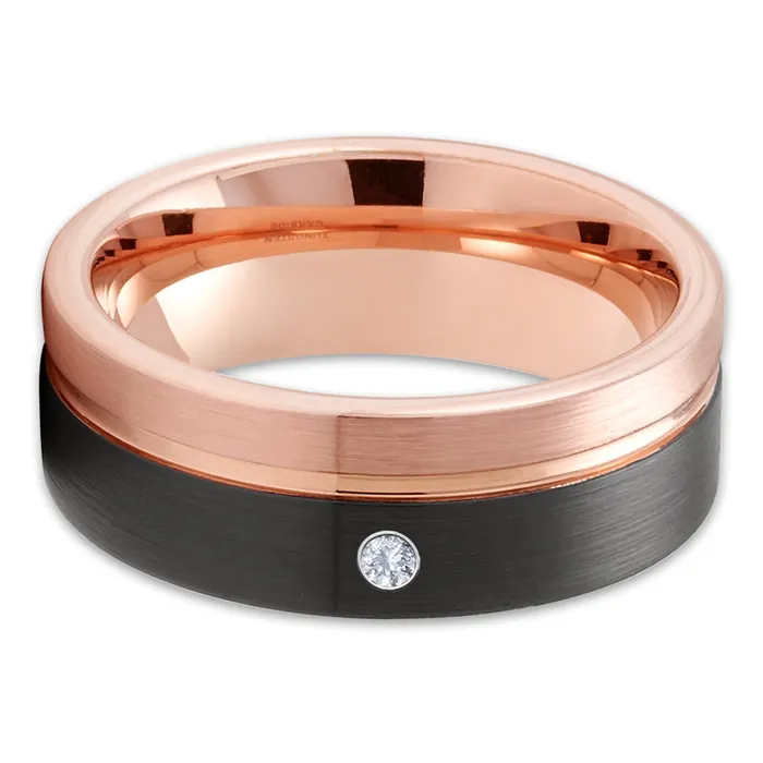 Rings Clean Casting Jewelry Rose Gold Wedding Ring Black Tungsten Ring Diamond Ring Wedding Ring Band