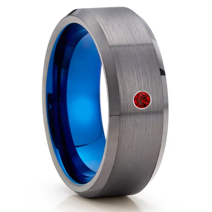 Rings Clean Casting Jewelry Ruby Tungsten Wedding Band Gray Tungsten Ring Gunmetal Wedding Ring Mans Ring