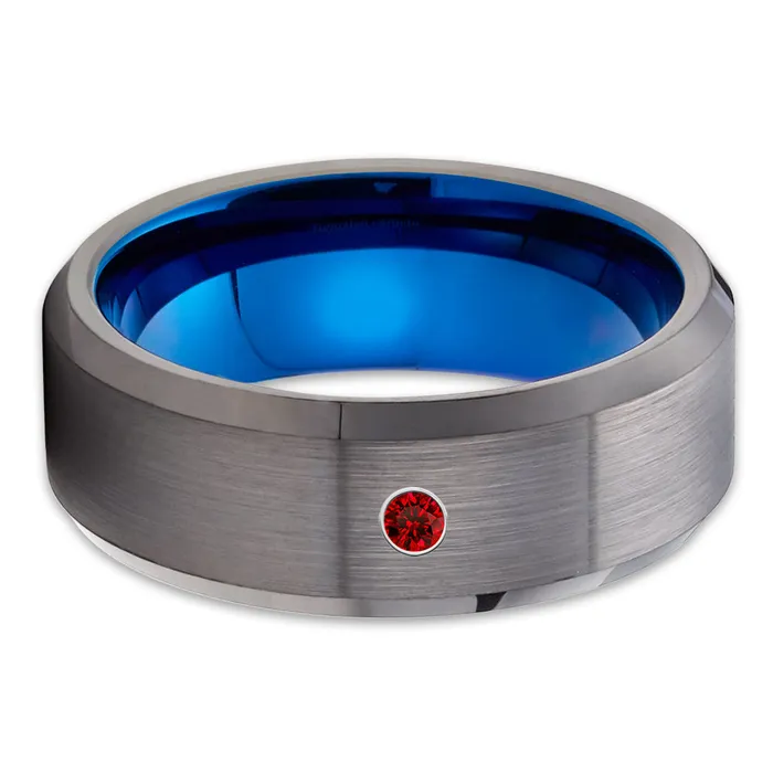 Rings Clean Casting Jewelry Ruby Tungsten Wedding Band Gray Tungsten Ring Gunmetal Wedding Ring Mans Ring