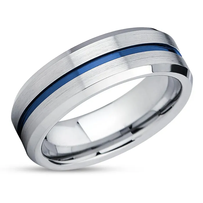 Rings Clean Casting Jewelry Silver Tungsten Ring Blue Tungsten Ring Blue Wedding Ring Tungsten Carbide Ring Rings Clean Casting Jewelry Silver Tungsten Ring Blue Tungsten Ring Blue Wedding Ring Tungsten Carbide Ring