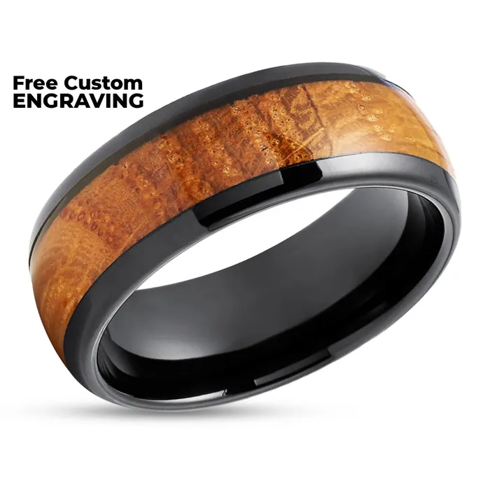 Rings Clean Casting Jewelry Whiskey Barrel Wedding Rings Whiskey Barrel Tungsten Ring Black Tungsten Ring 8mm