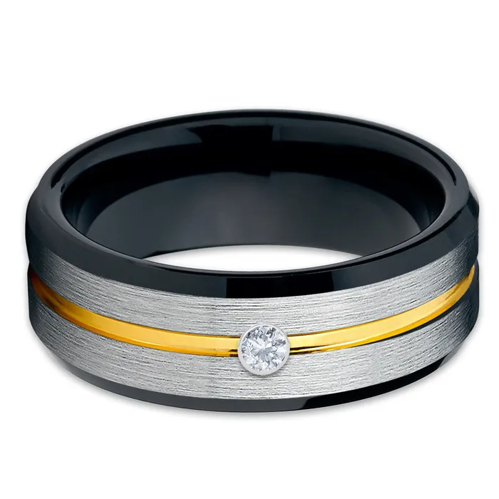 Rings Clean Casting Jewelry White Diamond Wedding Ring Black Tungsten Ring White Diamond Ring Black Ring