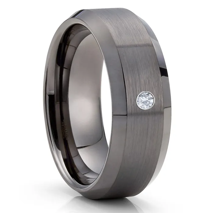 Rings Gunmetal Wedding Ring White Diamond Wedding Ring Tungsten Carbide Ring Gunmetal Clean Casting Jewelry Rings Gunmetal Wedding Ring White Diamond Wedding Ring Tungsten Carbide Ring Gunmetal Clean Casting Jewelry