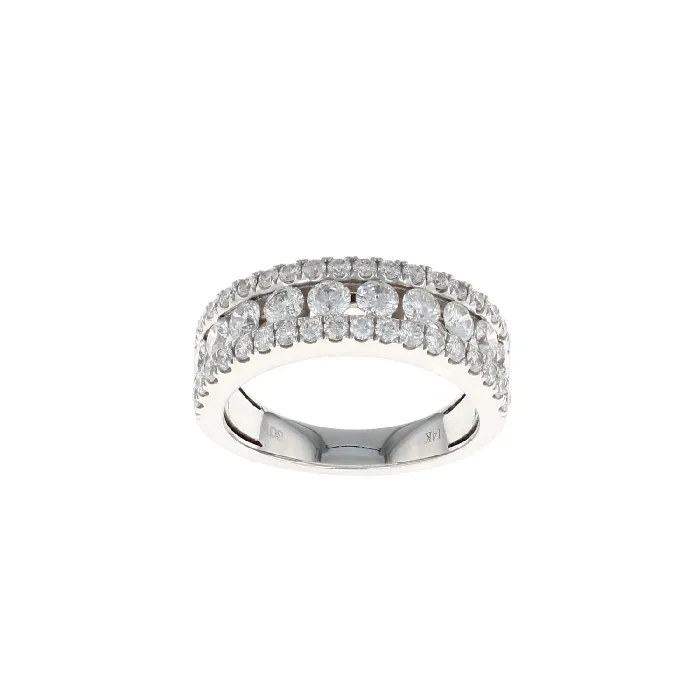 Rings International Diamond Center 14K White Gold 3 Row Multi Pave Channel Diamond Band 150CTW Rings International Diamond Center 14K White Gold 3 Row Multi Pave Channel Diamond Band 150CTW