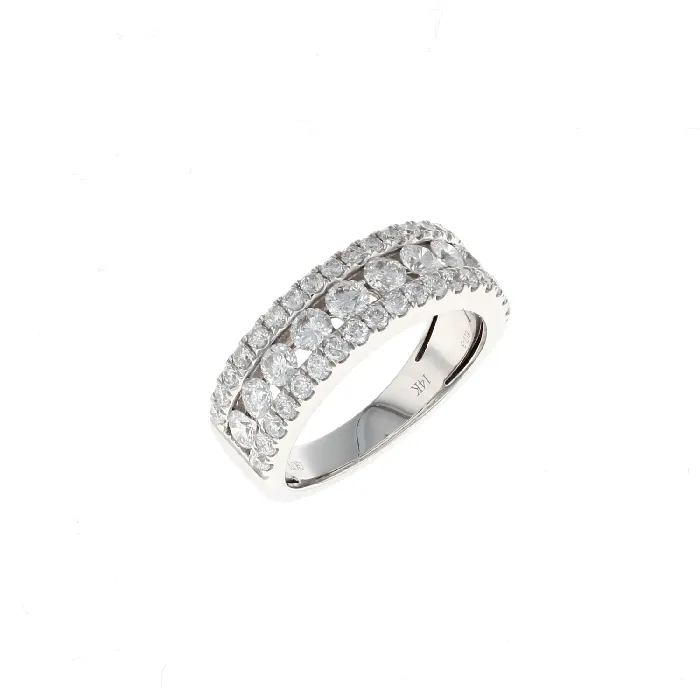 Rings International Diamond Center 14K White Gold 3 Row Multi Pave Channel Diamond Band 150CTW