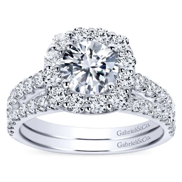 Rings International Diamond Center Gabriel Bridal Collection White Gold Diamond Accent Diamond Halo Engagement Ring 095 ctw Rings International Diamond Center Gabriel Bridal Collection White Gold Diamond Accent Diamond Halo Engagement Ring 095 ctw