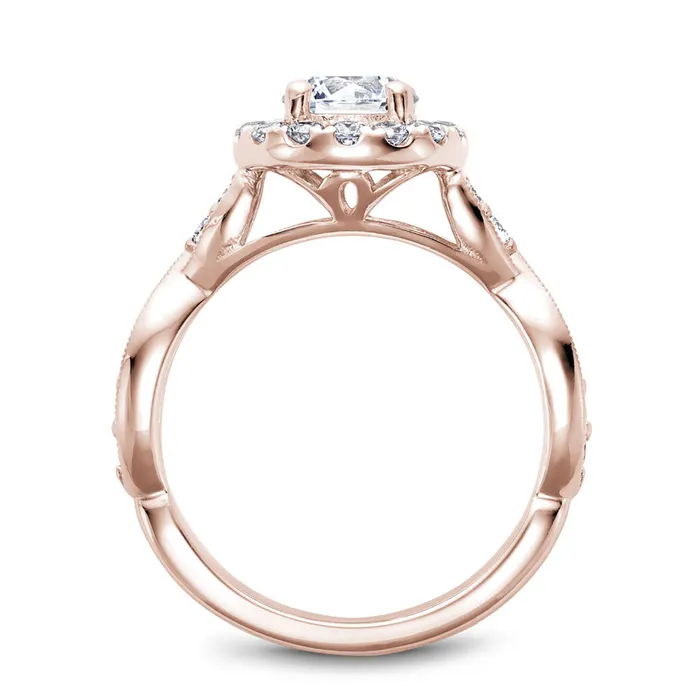 Rings International Diamond Center Noam Carver Rose Gold Halo Engagement Ring Setting with Twist Shank 055 CTW