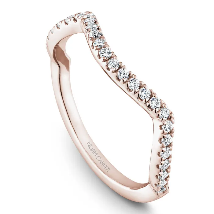 Rings International Diamond Center Noam Carver Rose Gold Halo Engagement Ring Setting with Twist Shank 055 CTW