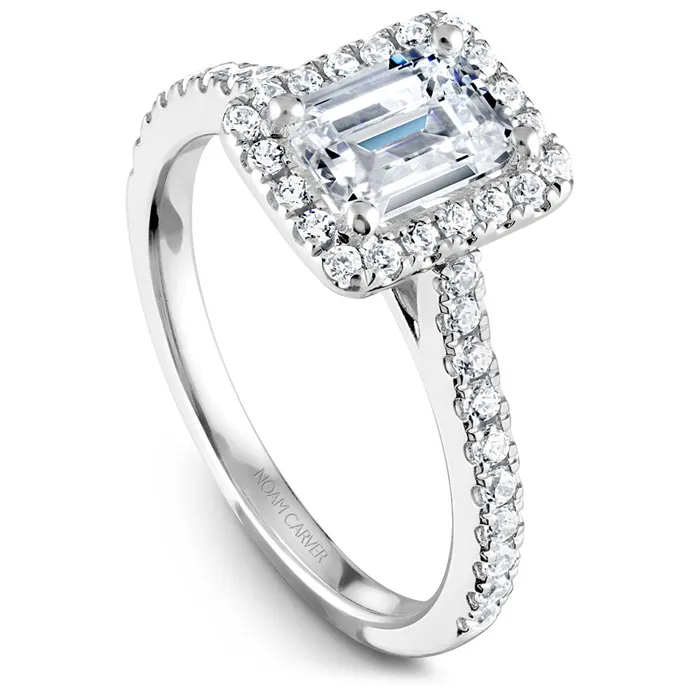 Rings International Diamond Center Noam Carver White Gold Emerald Diamond Engagement Ring Setting with Halo 041 CTW Rings International Diamond Center Noam Carver White Gold Emerald Diamond Engagement Ring Setting with Halo 041 CTW