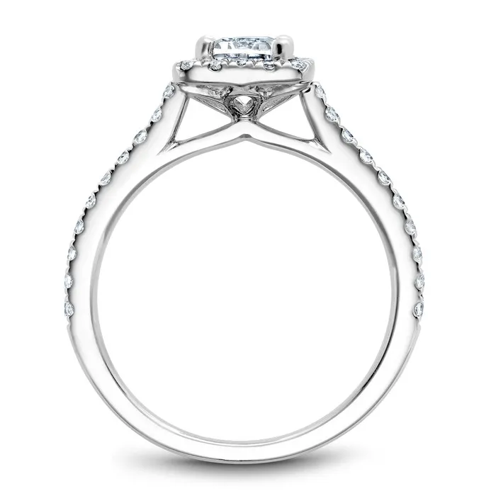 Rings International Diamond Center Noam Carver White Gold Emerald Diamond Engagement Ring Setting with Halo 041 CTW