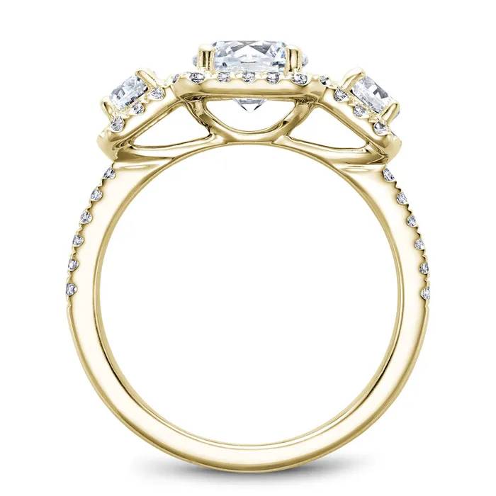 Rings International Diamond Center Noam Carver Yellow Gold 3Stone Diamond Engagement Ring Setting 085 CTW