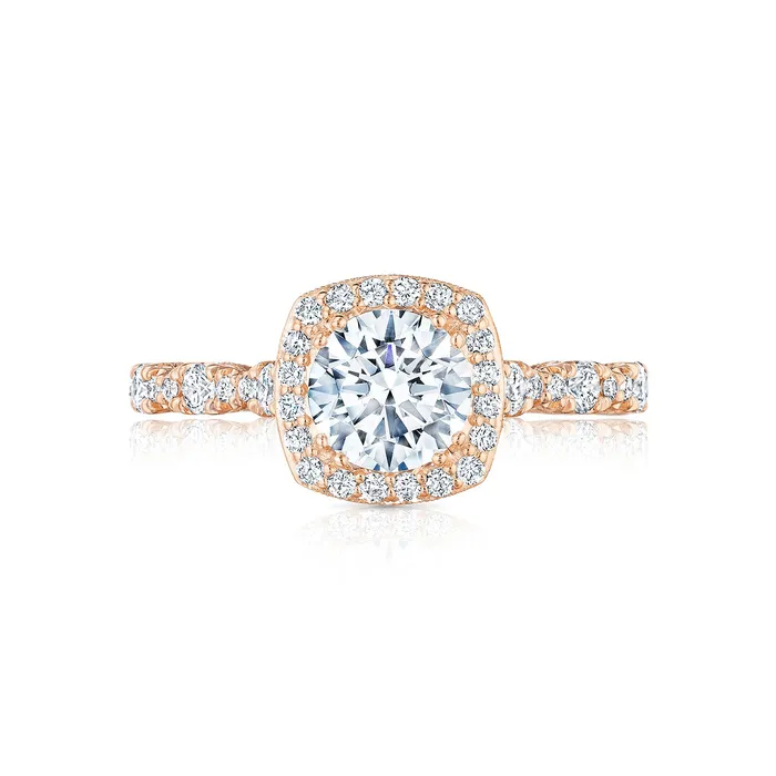 Rings International Diamond Center Tacori 18k Pink Gold Petite Crescent Round Diamond Engagement Ring Setting 055 CTW Rings International Diamond Center Tacori 18k Pink Gold Petite Crescent Round Diamond Engagement Ring Setting 055 CTW