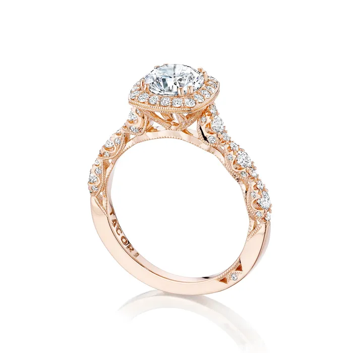 Rings International Diamond Center Tacori 18k Pink Gold Petite Crescent Round Diamond Engagement Ring Setting 055 CTW