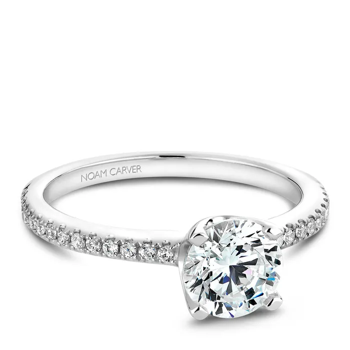 Rings Noam Carver White Gold Diamond Engagement Ring Setting 016 CTW International Diamond Center