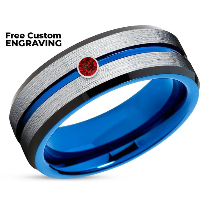 Rings Ruby Tungsten Wedding Band Blue Tungsten Ring Silver Tungsten Ring Silver Tungsten Ring Clean Casting Jewelry