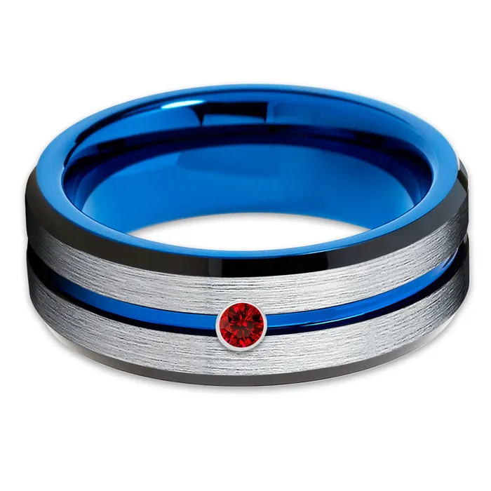 Rings Ruby Tungsten Wedding Band Blue Tungsten Ring Silver Tungsten Ring Silver Tungsten Ring Clean Casting Jewelry