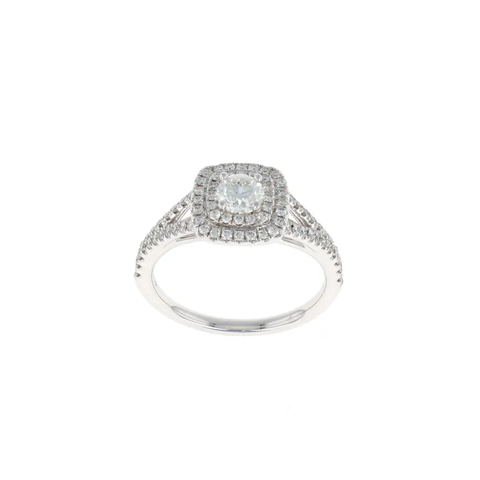 Rings Shop IDC estore Cushion Double Halo Complete Engagement Ring 083CTW Rings Shop IDC estore Cushion Double Halo Complete Engagement Ring 083CTW