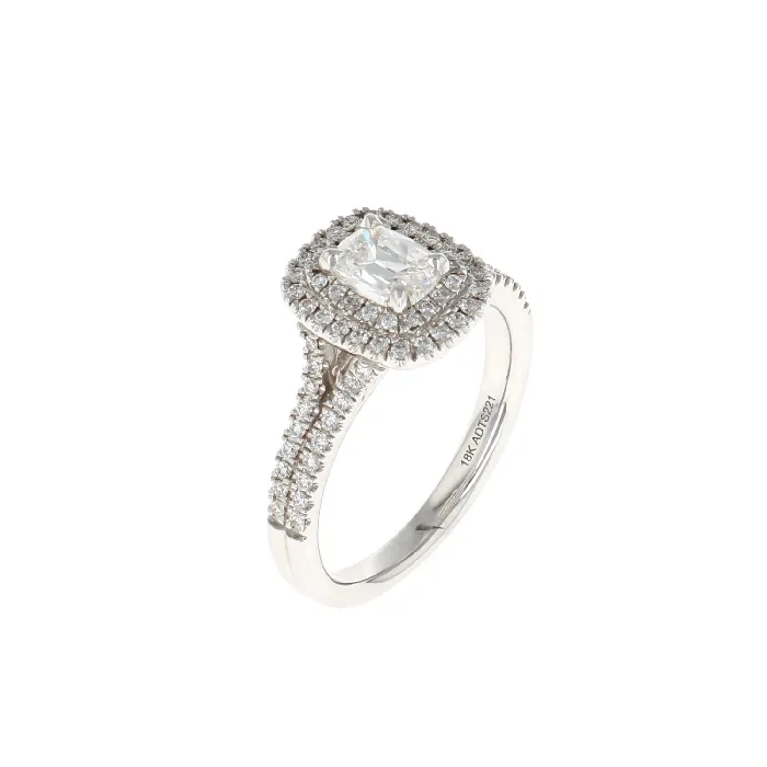 Rings Shop IDC estore Henri Daussi Cushion Double Halo Complete Engagement Ring Setting 097CTW