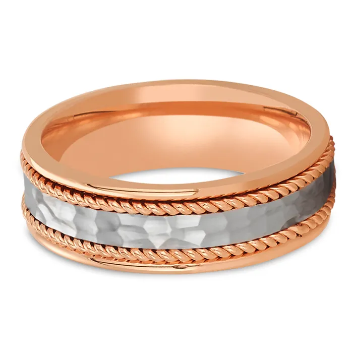 Rose Gold Ring Gold Wedding Band 14k Rose Gold Ring Hammered Wedding Ring Braid Ring Clean Casting Jewelry Rings