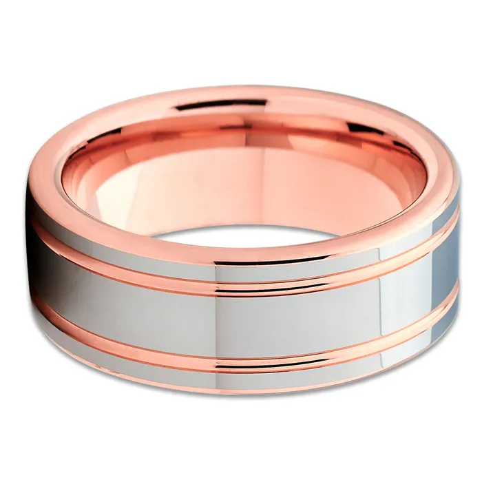 Rose Gold Tungsten Mens Tungsten Wedding Band Rose Gold Ring Rose Gold Wedding Ring Clean Casting Jewelry Rings