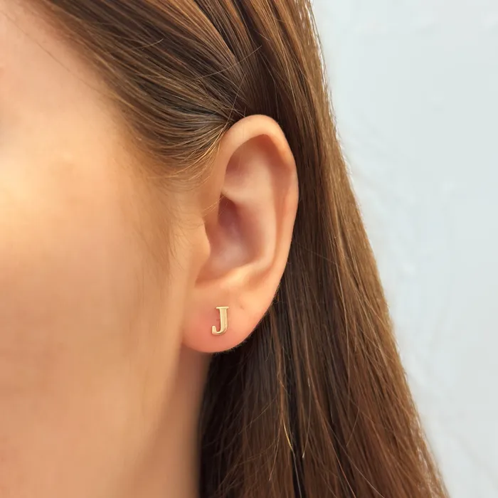 SG Fashion Sterling Silver Small Initial Stud Earrings