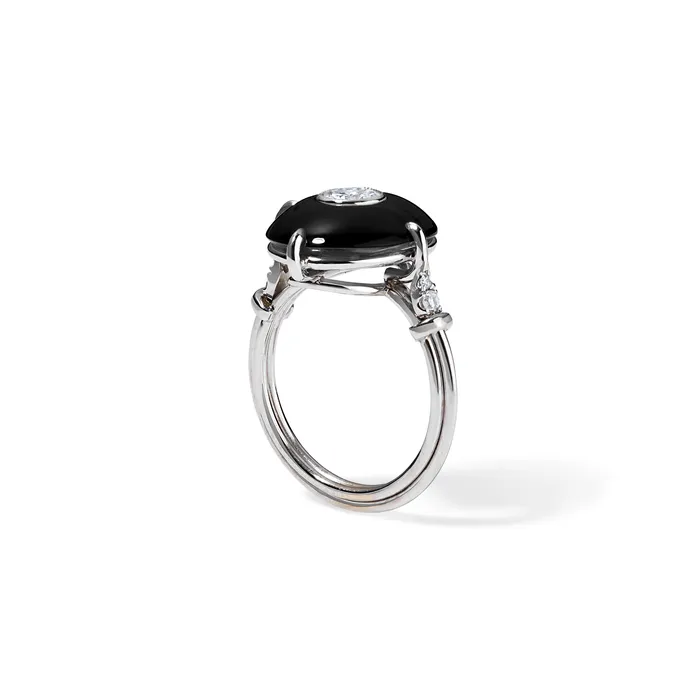 SG Vintage Rings Onyx and Diamond Ring