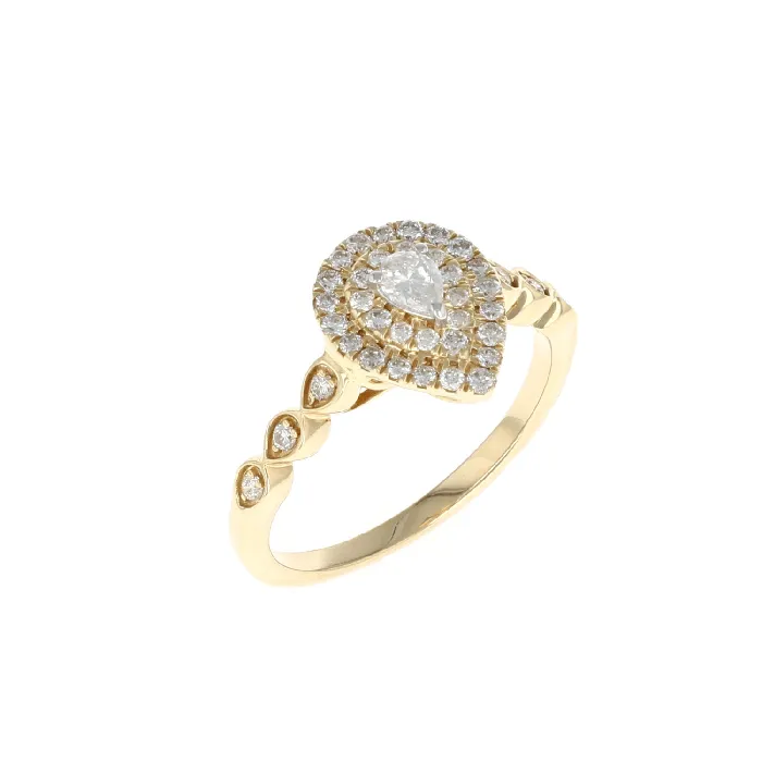 Shop IDC estore Rings Pear Double Halo Complete Engagement Ring 14K Yellow Gold 033CTW