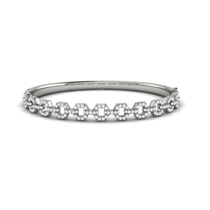 Shop IDC estore Rings Vlora Serafina 14K Diamond Open Link Hinged Bangle Diamond 107CTW