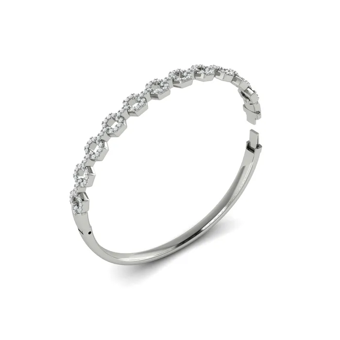 Shop IDC estore Rings Vlora Serafina 14K Diamond Open Link Hinged Bangle Diamond 107CTW