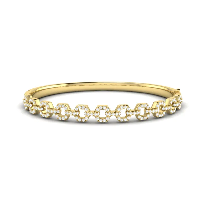 Shop IDC estore Rings Vlora Serafina 14K Diamond Open Link Hinged Bangle Diamond 107CTW