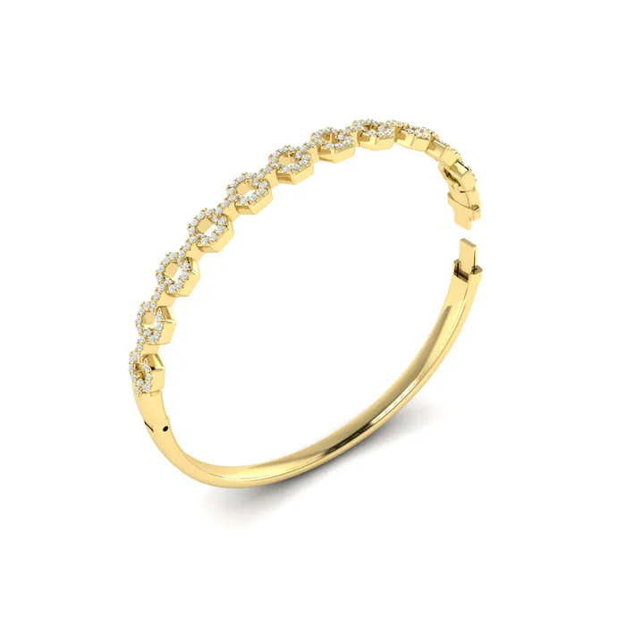 Shop IDC estore Rings Vlora Serafina 14K Diamond Open Link Hinged Bangle Diamond 107CTW