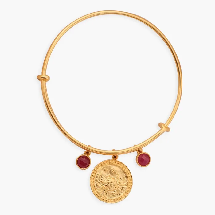 SILVER Bracelets Ruby Cancer Zodiac Coin Gold Plated Silver Bracelet
