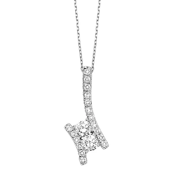 Silver Diamond Two Stone Pendant 025 CTW International Diamond Center Necklaces Silver Diamond Two Stone Pendant 025 CTW International Diamond Center Necklaces