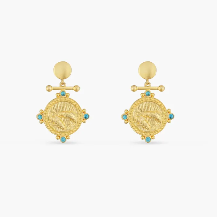 SILVER Earrings Aquamarine Pisces Zodiac Gold Plated Silver Earrings