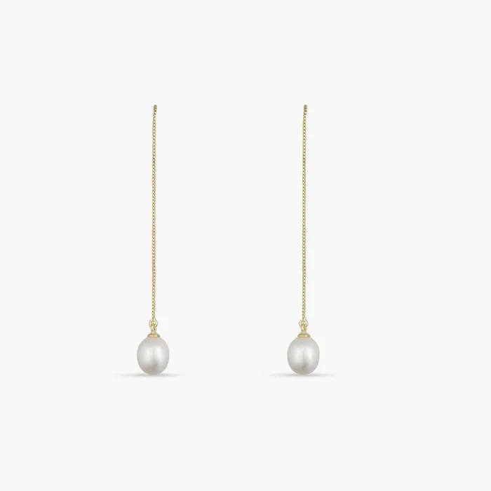 SILVER Earrings Aurora Pearl Gold Plated Silver Threader Earring