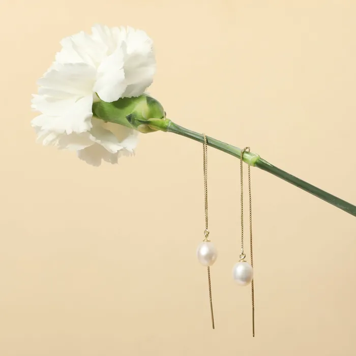SILVER Earrings Aurora Pearl Gold Plated Silver Threader Earring