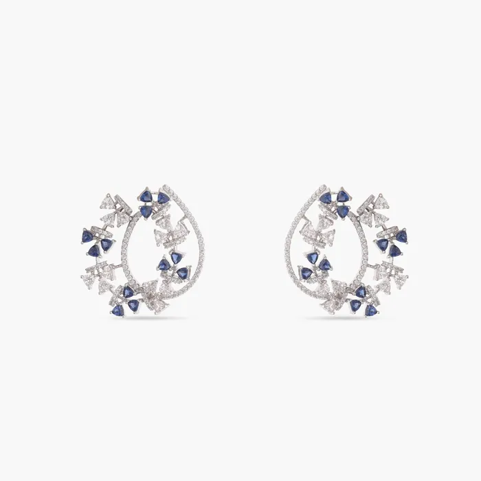 SILVER Earrings Floral Wreath CZ Silver Earrings