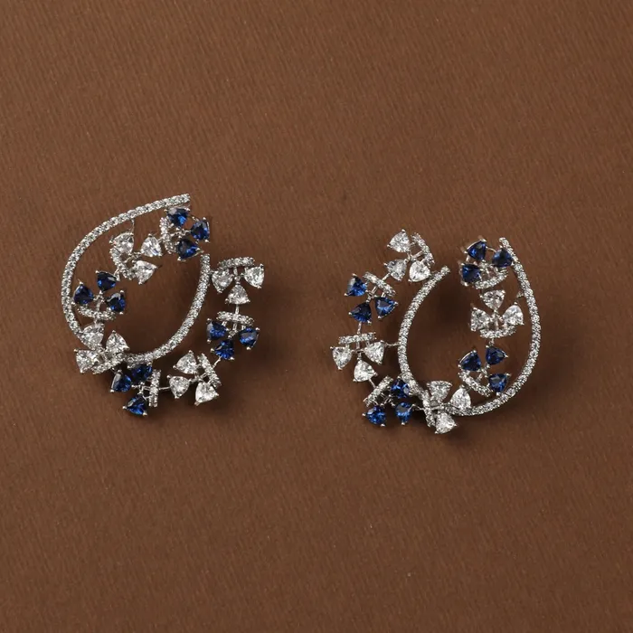 SILVER Earrings Floral Wreath CZ Silver Earrings