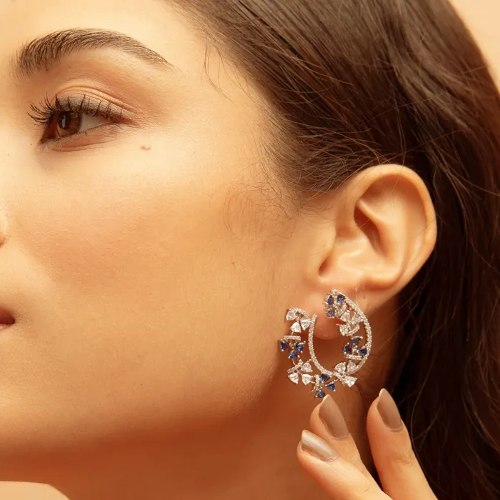 SILVER Earrings Floral Wreath CZ Silver Earrings