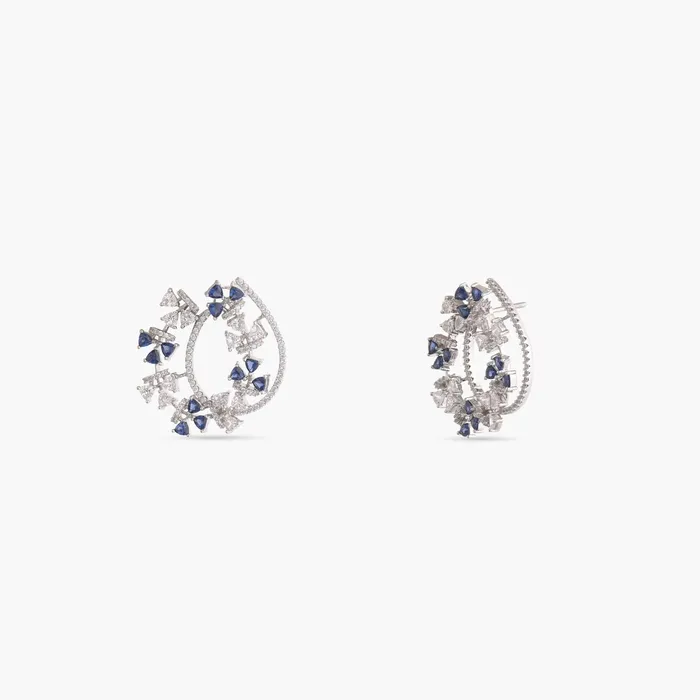 SILVER Earrings Floral Wreath CZ Silver Earrings