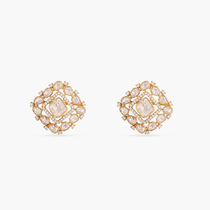 SILVER Earrings Moissanite Floral Silver Stud Earrings