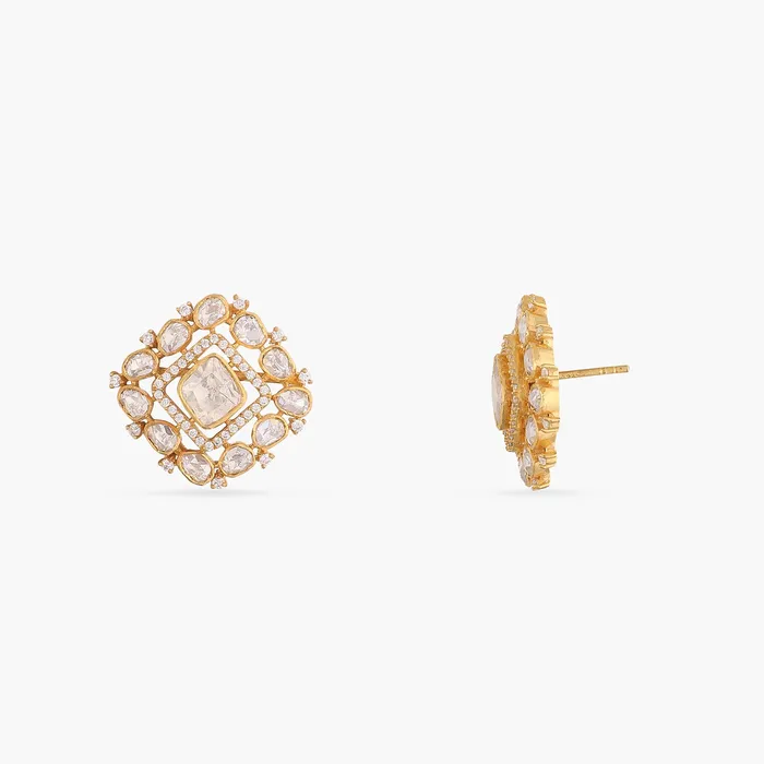 SILVER Earrings Moissanite Floral Silver Stud Earrings