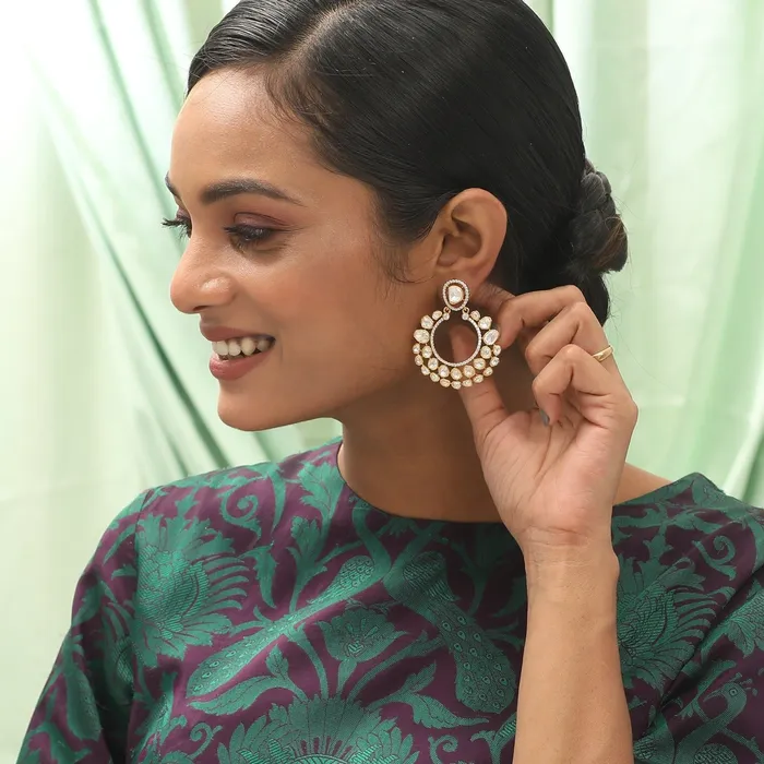 SILVER Earrings Nita Moissanite Silver Chandbali Earrings