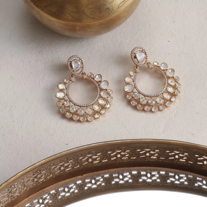 SILVER Earrings Nita Moissanite Silver Chandbali Earrings