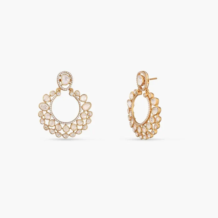 SILVER Earrings Nita Moissanite Silver Chandbali Earrings